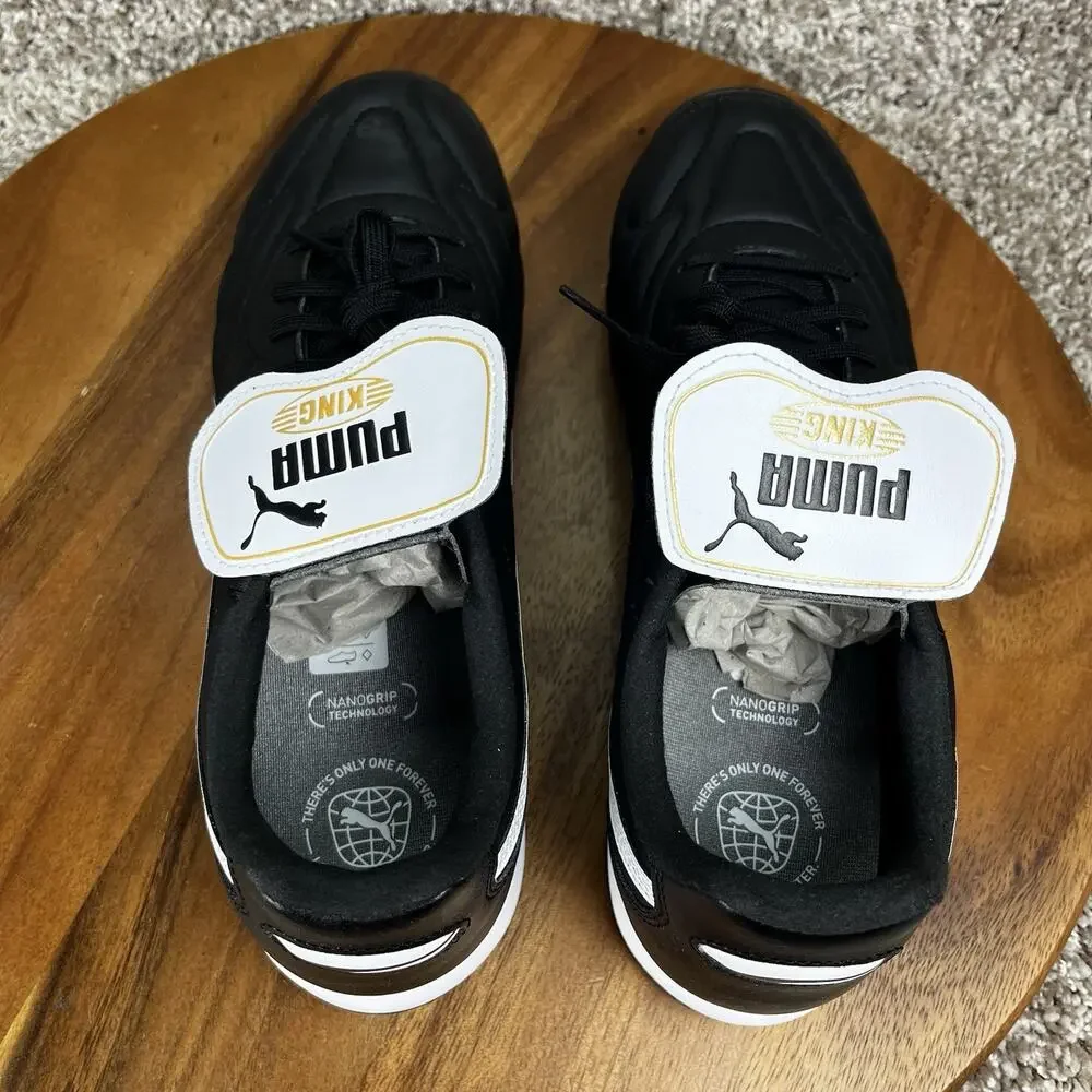 Puma King Top TT Indoor Soccer Turf Men's Size 11.5 Shoes Black White Leather